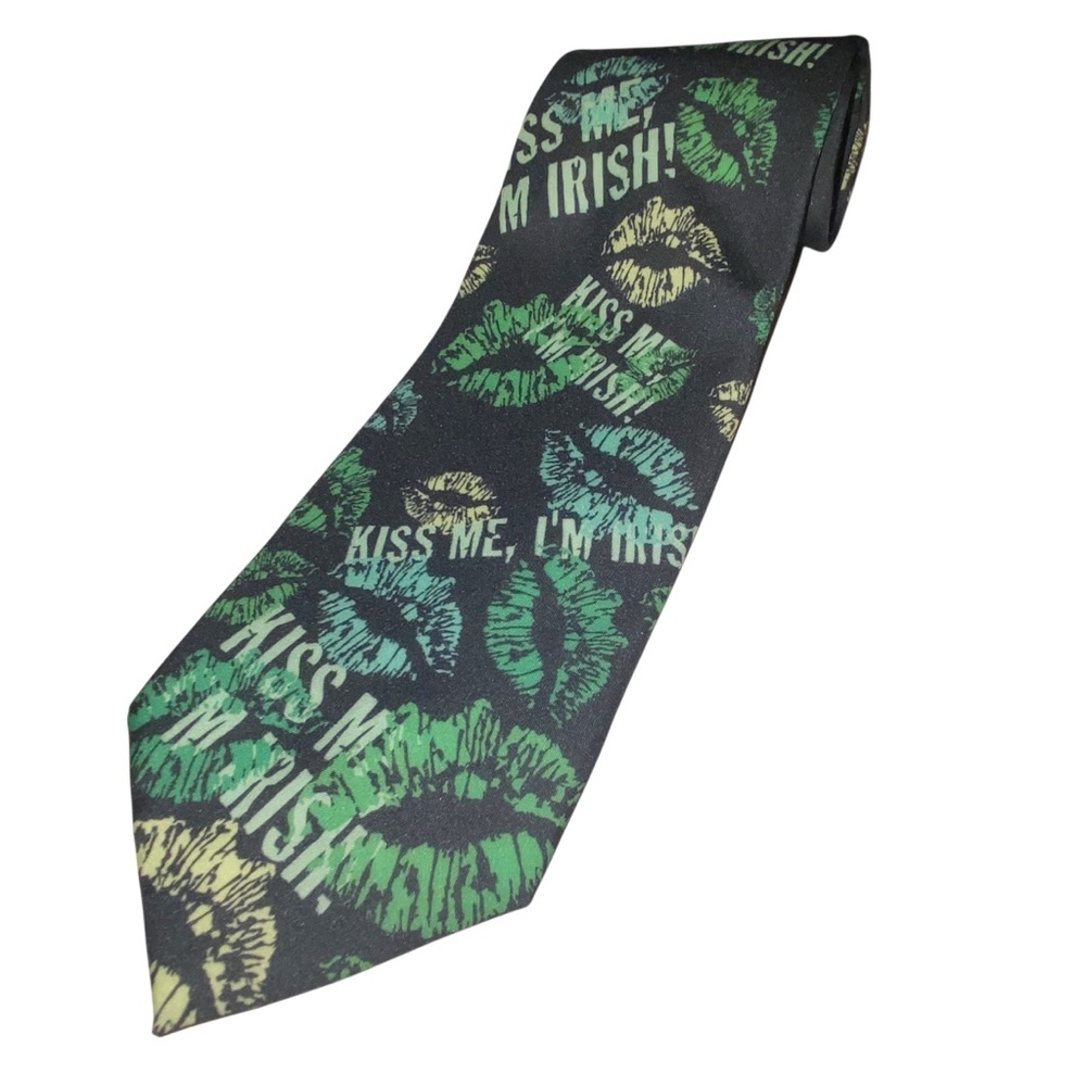 Ralph Marlin Mens Tie Kiss Me I’m Irish  St. Patrick's Day Vintage 90s USA Made
